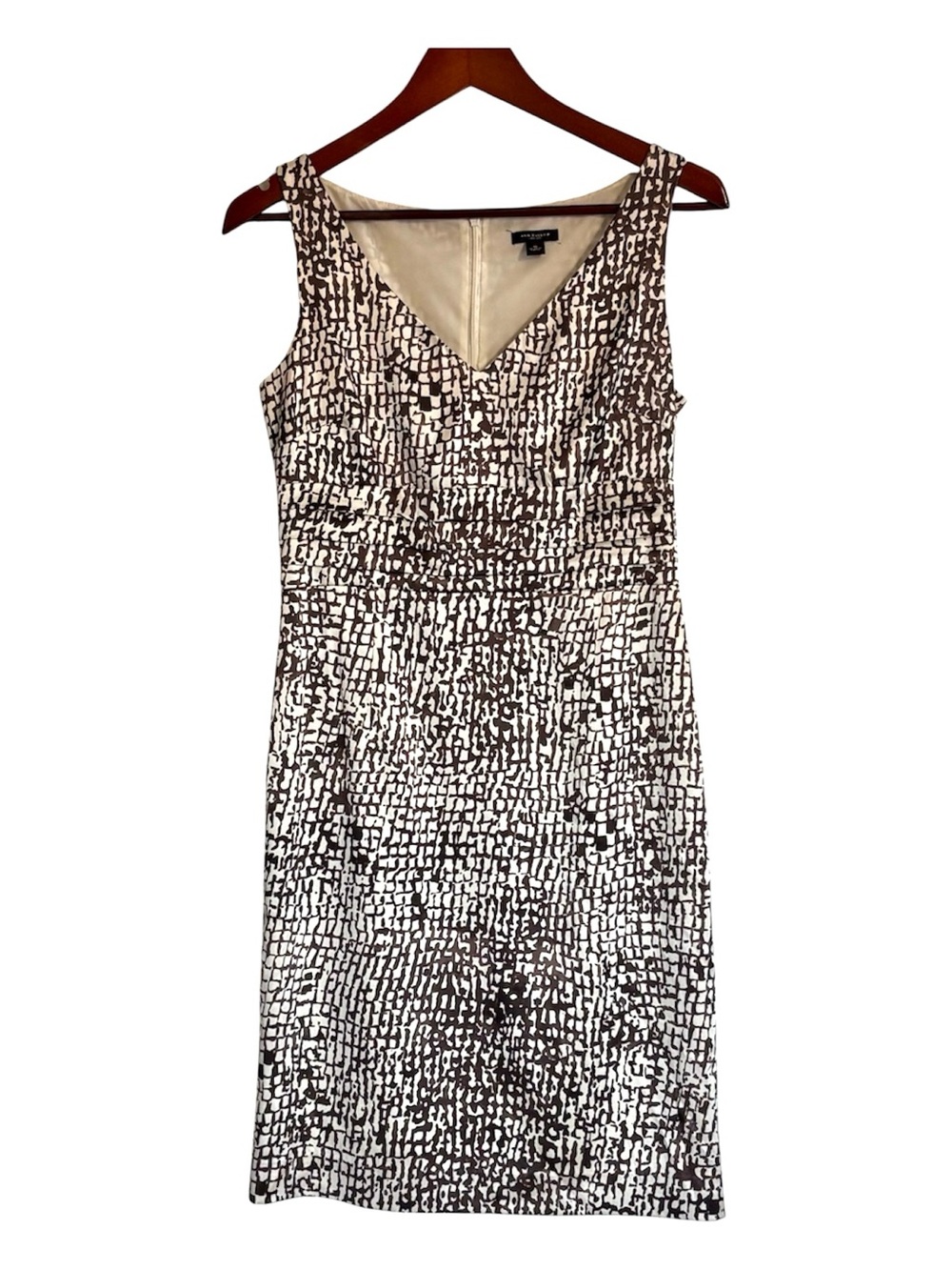 Ann Taylor Silk Blend Abstract Croc Print Fitted Sleeveless Sheath Dress Size 0